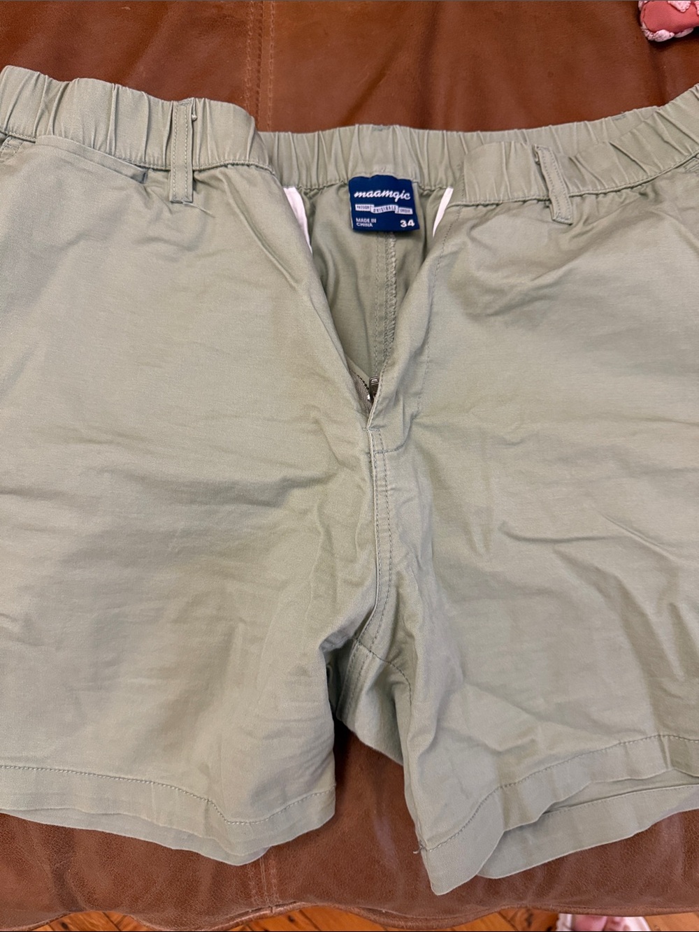 Relaxed Light Sage Green Men's Flat Front Shorts